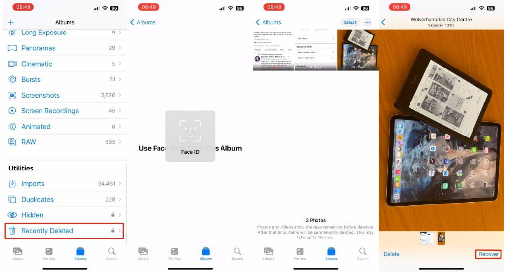 彭水苹果14维修分享 iPhone14 上恢复已删除的照片 